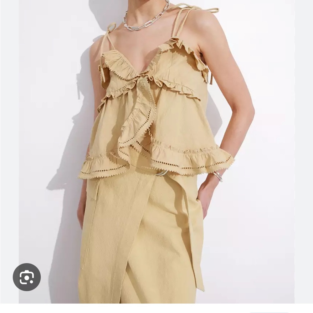 & Other Stories Beige Ruffle Blouse